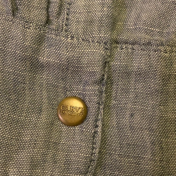 CARVE Designs Belted Chambray Dress Pockets Sz 8 - Picture 5 of 6